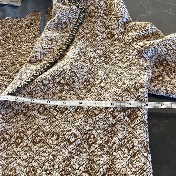 Anthro Saturday Sunday Tan/Cream Chevron Print Cotton Blend Blazer- XL - Picture 5 of 6